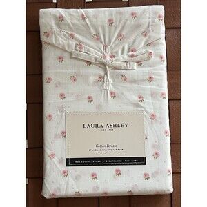 Laura Ashley Sweet Confection Pink Rose Standard Pillowcase Pair Cotton Percale